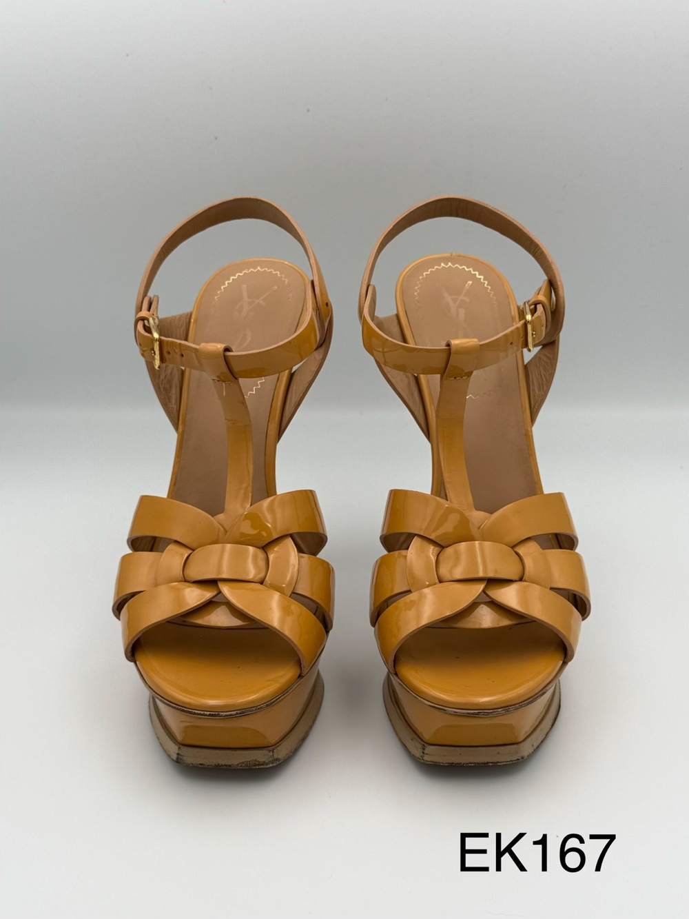 Yves Saint Laurent YSL Tribute 105 Patent Platform Sandals 37.5